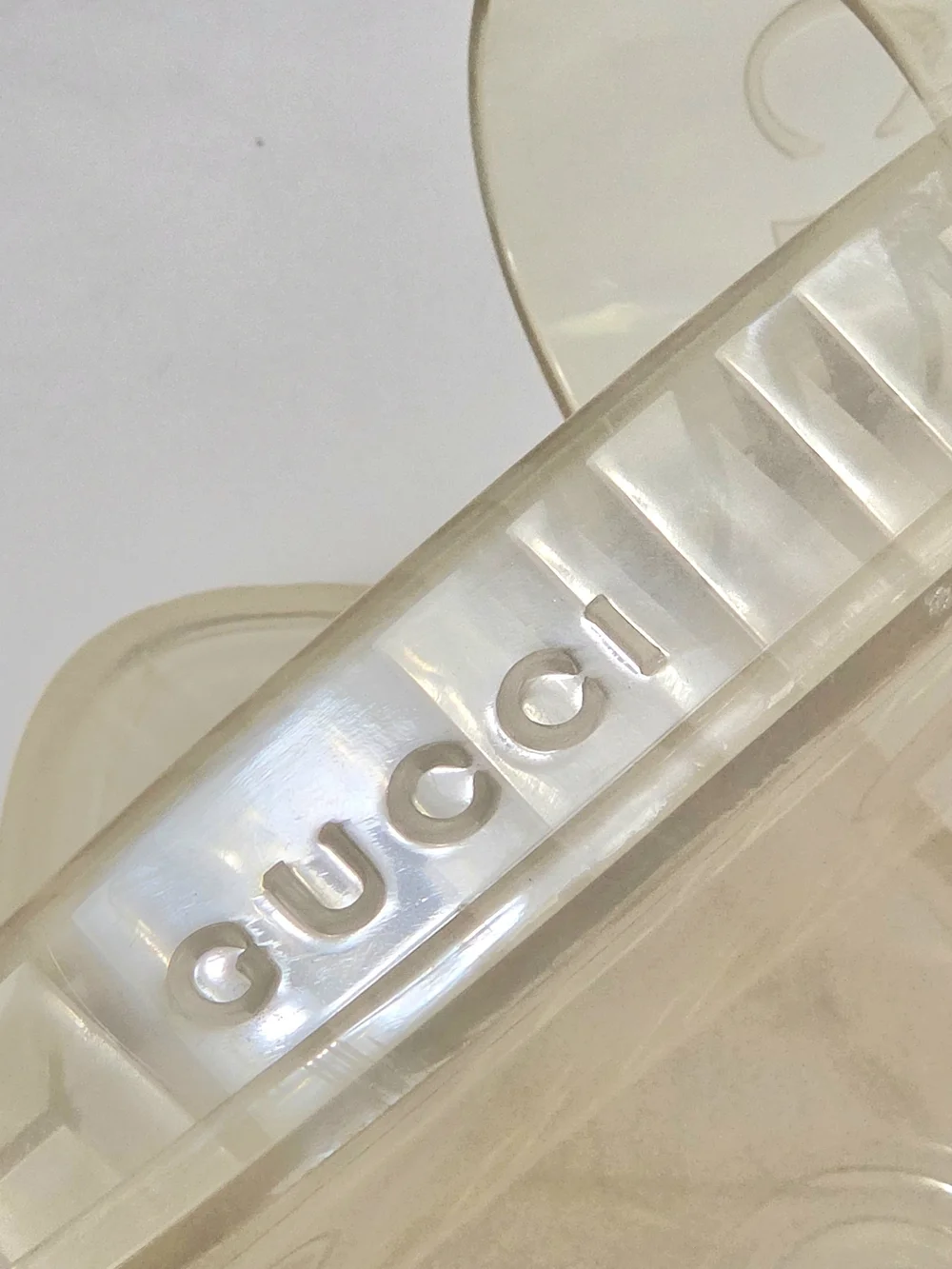 Gucci Translucent Jelly Slides, 12.5